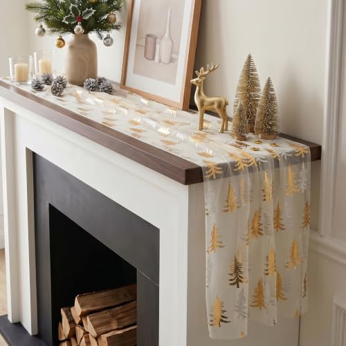 Artscope 6-Pack Gold Gauze Christmas Tree Table Runners 28x120 Inches - Beige