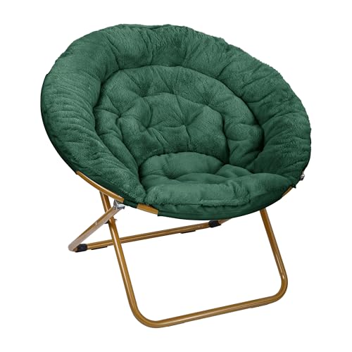Oversized Foldable Saucer Chair, Plush Faux Fur Moon Chair for Small Spaces