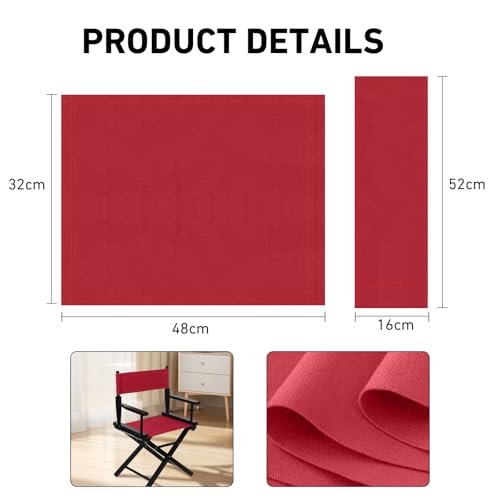 Director Chair Replacement Canvas Seat and Back Cover Set - Red
