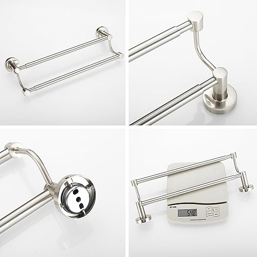 Adjustable Double Towel Bar, 16-26 Inch Wall Mounted Stainless Steel Rack