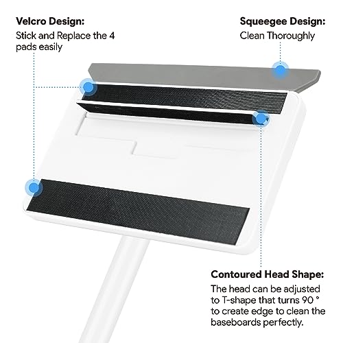 Baseboard Cleaner Tool with Extendable Long Handle & 4 Reusable Pads