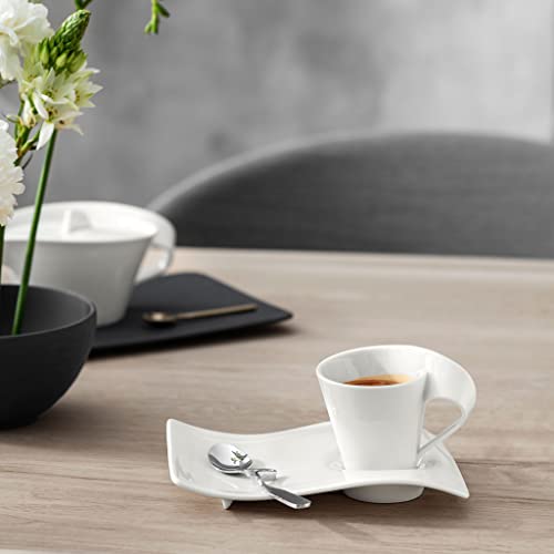 Villeroy & Boch NewWave Caffé Espresso Cup Saucer 6.5 x 5 in Premium Porcelain Creamy White