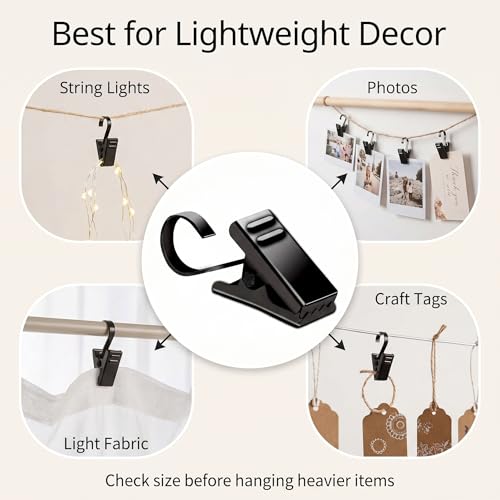 Stainless Steel Curtain Clips with Hooks - Pack of 25 Small Light Hangers