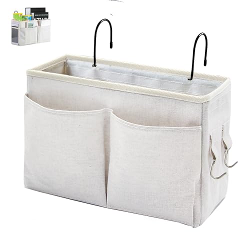 Bedside Caddy Organizer for Bunk Beds & Dorm Rails - Sturdy Canvas Storage