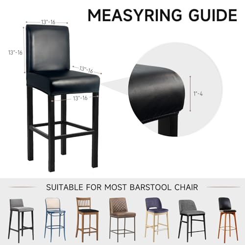 Waterproof PU Leather Bar Stool Covers Set of 4 with Backs