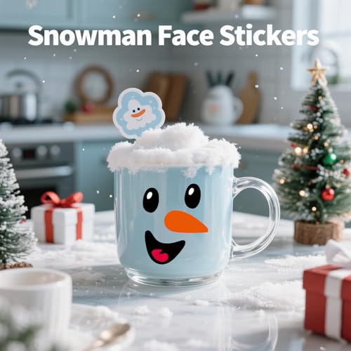 CRYSFIY 40PCS Snowman Face Stickers for Crafts - 2 Sheets Holiday Decals
