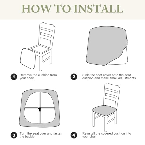 Waterproof Dining Chair Covers Set of 6 - Large, Taupe