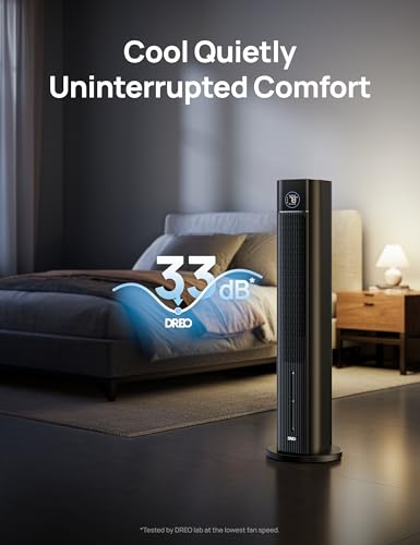 DREO 43-Inch Evaporative Swamp Cooler Fan Black - Portable Cooling & Humidifier