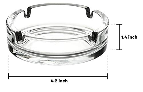 Modern Clear Glass Ashtray for Cigarettes, 4.2 Inch, Set of 2