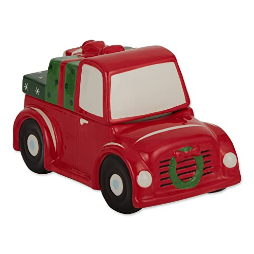 DII Red Christmas Truck Cookie Jar - Holiday Kitchen Decor, 10.5x6x6.5 inches