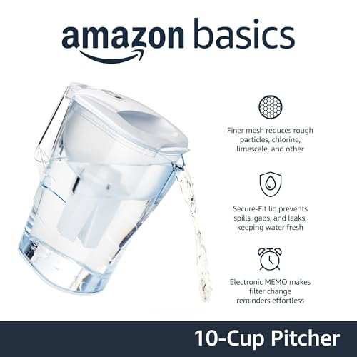 10-Cup Water Filter Pitcher for Fridge - BPA-Free Water Dispenser