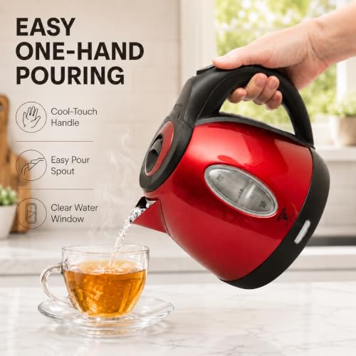 1.2L Electric Kettle, Fast-Boiling Stainless Steel Tea Pot with LED Light
