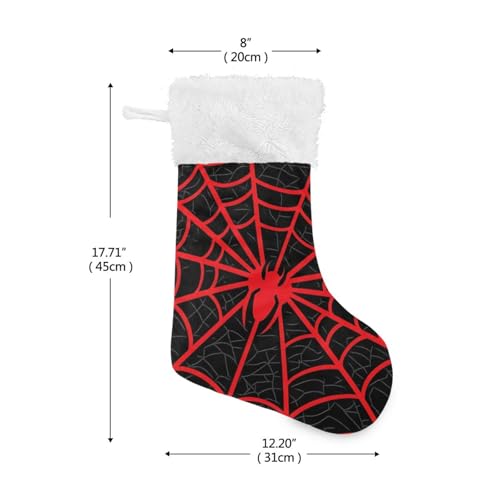 Spiderweb Red Christmas Stocking 18 Inch with Plush Faux Fur Cuff - CTYSHTDL 1PCS