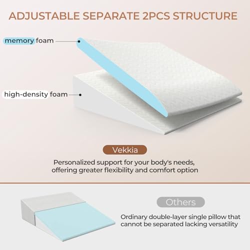 Adjustable Wedge Pillow for Sleep Apnea & Back Pain Relief, 2 Heights