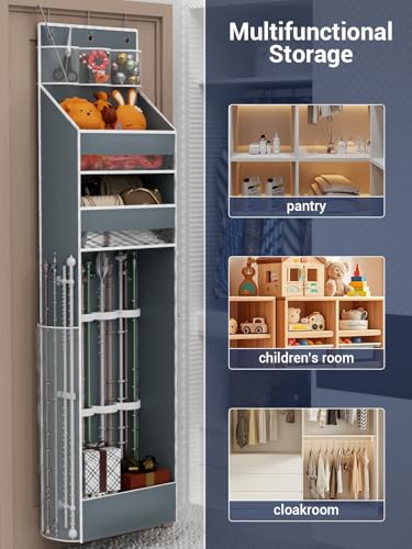 Hanging Gift Wrapping Paper Storage Bag Organizer for Closet and Door Gray