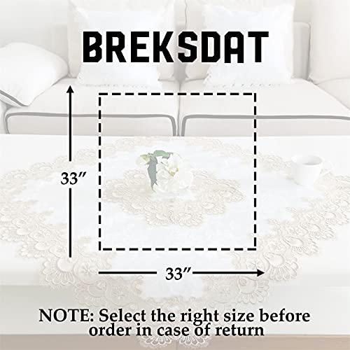 BrekSdat 33x33 inch Lace Tablecloth - Off White, Square, 100% Polyester