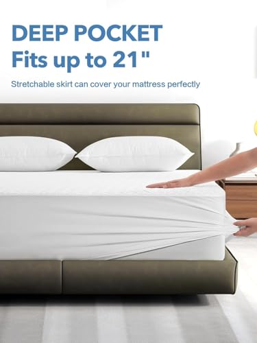 Queen Waterproof Mattress Protector – Ultra Soft Bamboo Pad, Deep Pocket