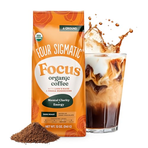 Organic Mushroom Ground Coffee with Lion's Mane & Chaga - Dark Roast (12 oz)