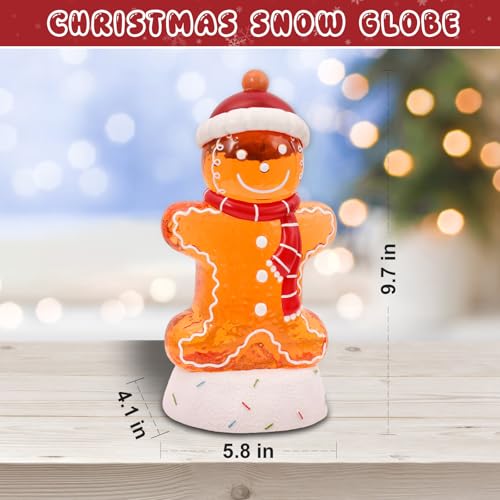 Gingerbread Musical Christmas Snow Globe Lantern with LED Lights & 6H Timer