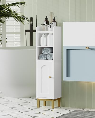 Narrow Bathroom Storage Cabinet with Adjustable Shelf, 33-Inch Tall