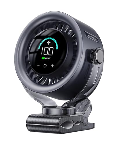 Rechargeable Clip on Fan with 100-Speed Touch Control and LED Display (Black)