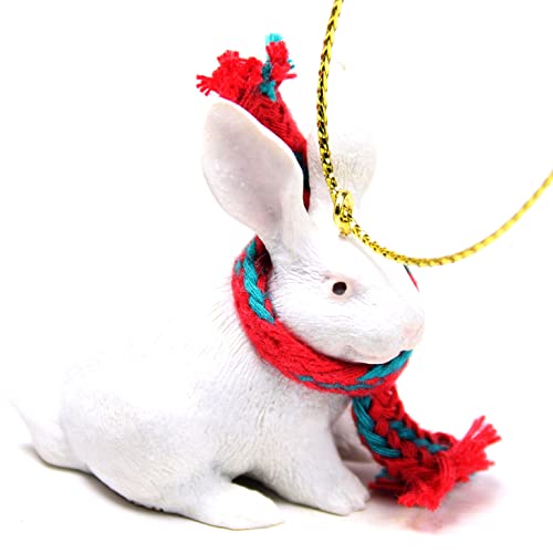 Conversation Concepts White Rabbit Christmas Ornament - Tiny Hand-Painted Holiday Decor