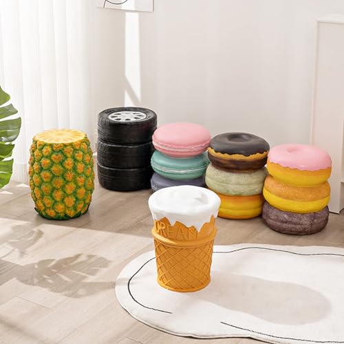 Retro Food-Shaped Shoe Changing Stool - Coffee Donut Design