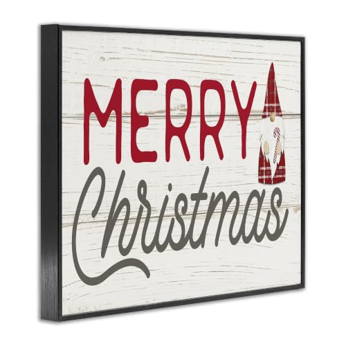 Merry Christmas Gnome Framed Wall Art 30x24 inches Black MDF Frame, USA Made