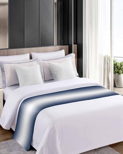 DecorLovee Navy Blue Ombre Bed Runner for Queen Size Bed - Modern Scarf
