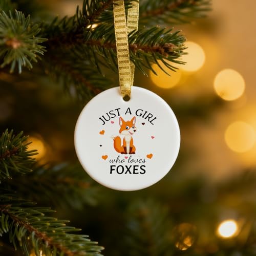 Mancheng-zi Fox Christmas Ornament - Ceramic Holiday Tree Decoration, Girl Who Loves Foxes