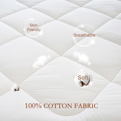 100% Wool Mattress Pad Queen - 500 GSM, Natural Cotton Cover