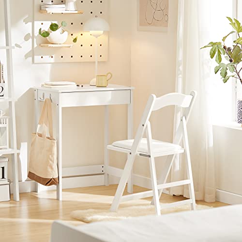 Compact Writing Desk for Kids with Drawer and Side Hooks - 24 Inch White