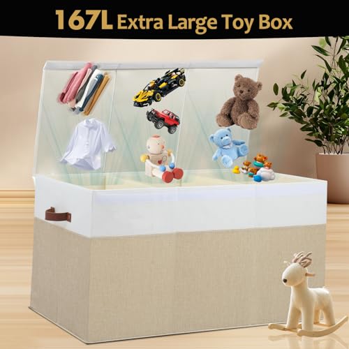 Extra Large Toy Storage Box with Lid & Dividers - Foldable Toy Organizer