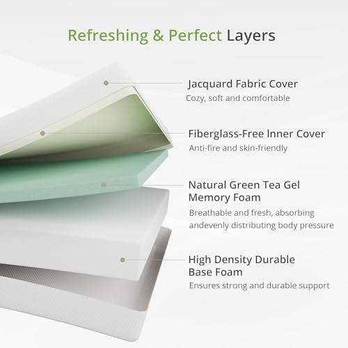 EGOHOME Twin Size Memory Foam Mattress - 12 Inch Cooling Gel Bed with Medium Firm Support | CertiPUR-US Certified, 75''L x 38''W, White