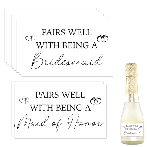 Bridesmaid Proposal Champagne Labels - 10 Waterproof Mini Stickers for Wedding & Bachelorette Party