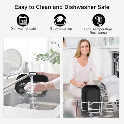 Reusable Silicone Air Fryer Liners for Dual Basket Air Fryers, 2 Pack