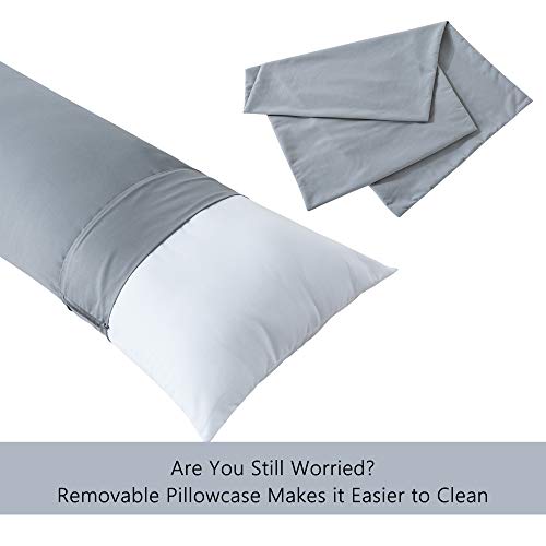 20x54 Inch Soft Grey Body Pillow with Pillowcase - Ergonomic Comfort