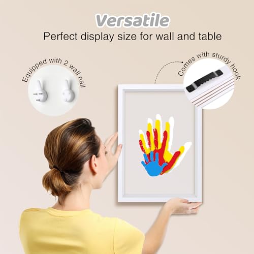 DIY Family Handprint Keepsake Frame Kit with 6 Paints & Wooden Frame
