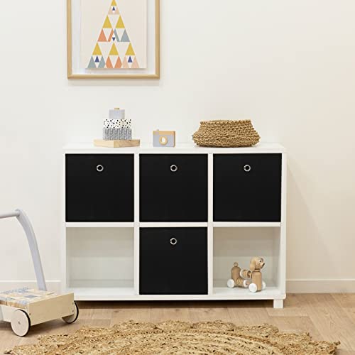 Foldable Storage Cubes 11 Inch Fabric Bins with Handles Set of 3 Black