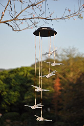 Solar Powered Color Changing LED Dragonfly Wind Chime Garden Light