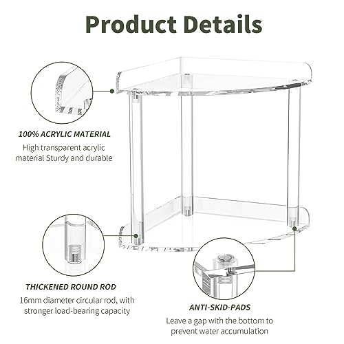 2-Tier Acrylic Corner Countertop Organizer Shelf, 7x7x8 Inch Storage Rack