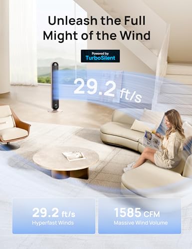 Tower Fan and Heater Combo 42 Inch All-Season Standing Fan with Remote