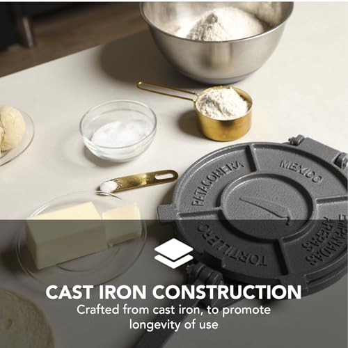 8-Inch Cast Iron Tortilla Press – Heavy Duty Empanada & Flatbread Maker