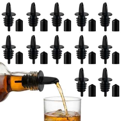 12-Piece Universal Bottle Pour Spout Set with Dust Caps for Liquor and Oil