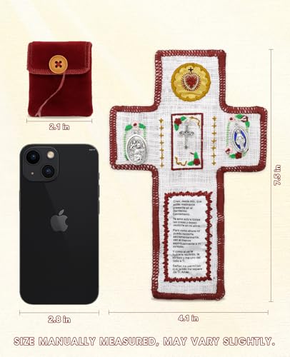 Spanish Prayer Quilt Set with Cross | Embroidered Catholic Gifts