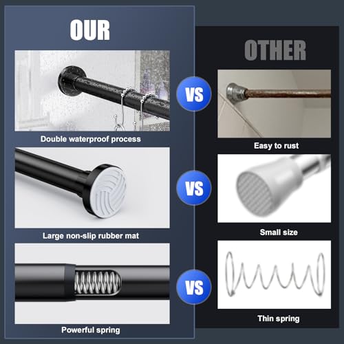 Ausemku Adjustable Shower Curtain Rod 32-80 Inch Heavy Duty Spring Tension