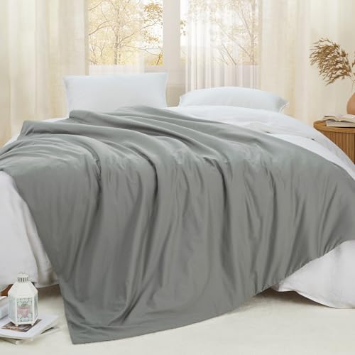 Grey Cotton Duvet Cover for Weighted Blanket 60"x80" - Soft & Breathable