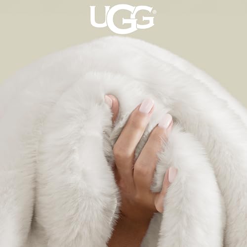 UGG Euphoria Throw Blanket, Plush Faux Fur 50" x 70", White Snow