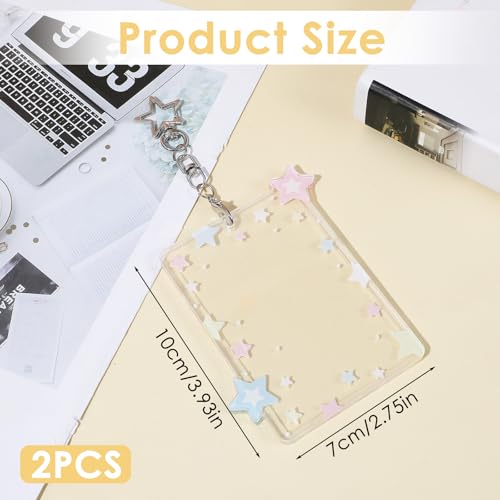 2 Pcs Star Acrylic Photocard Holder Keychain with Protective Clear Case