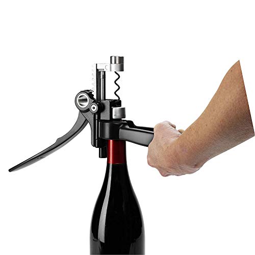 Le Creuset Lever Corkscrew Wine Opener & Foil Cutter Gift Set, Black